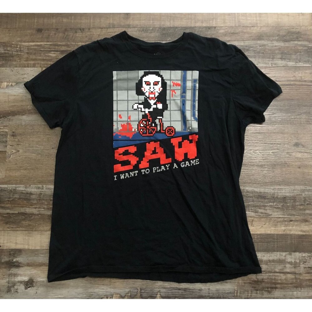 Saw I want to Play a Game Horror Movie T Shirt Mens XL Black